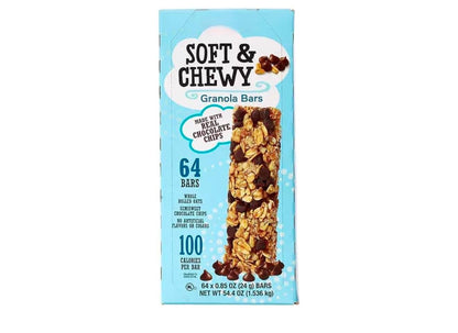 Soft & Chewy Chocolate Chip Granola Bars – 3 Boxes (192 Total Bars), Made with Whole Rolled Oats, Individually Wrapped Snack Bars for Lunchboxes, Office & Travel