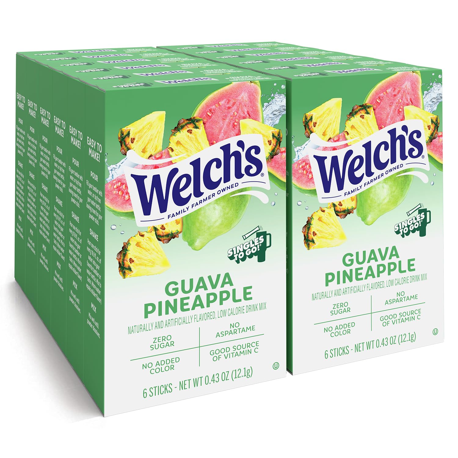 Welch's Singles To Go Variety Pack, Watertok Powdered Drink Mix, Includes 4 Flavors, Grape, Passion fruit, Strawberry Peach, Cherry Pomegranate, 1 Box (30 Servings)