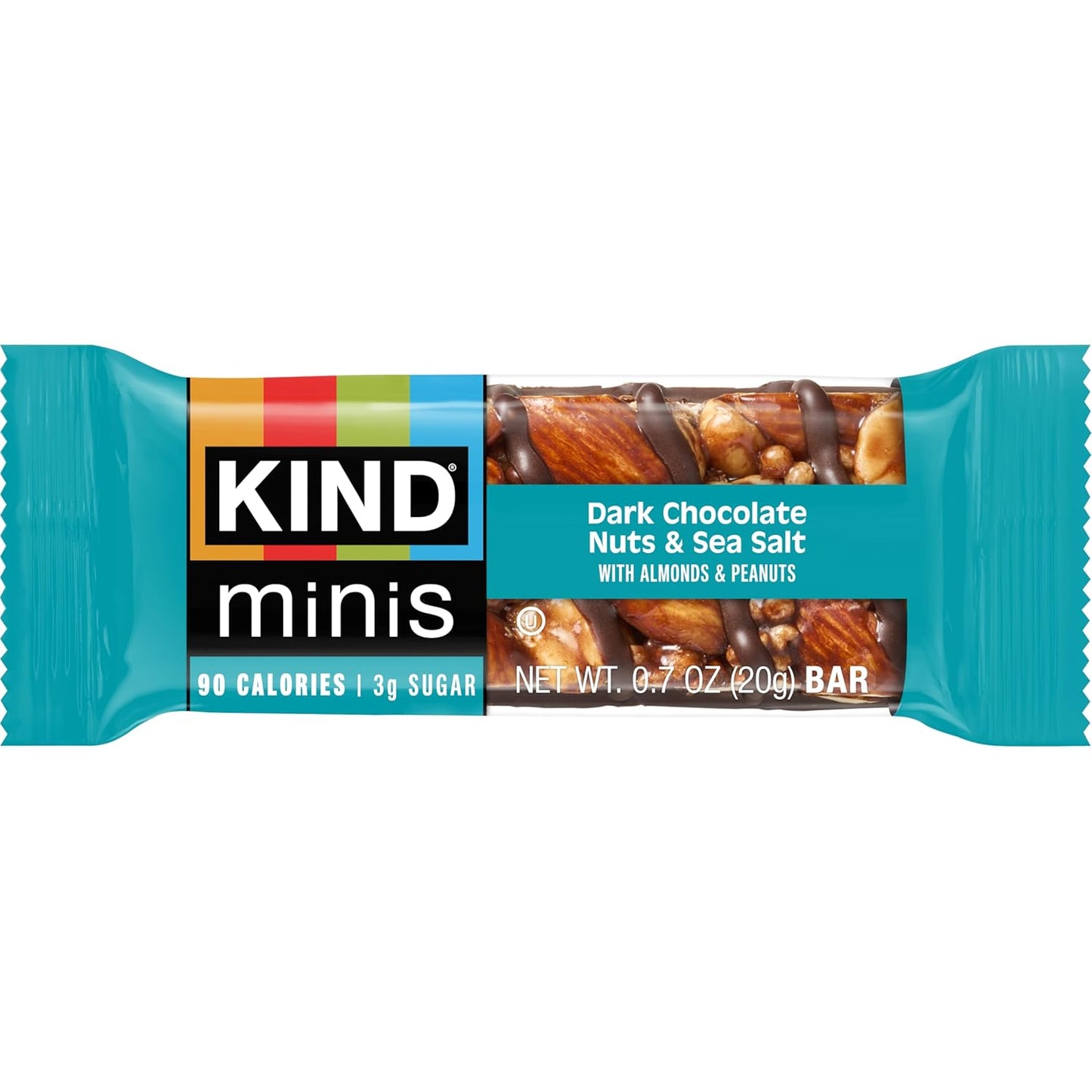 KIND Mini Snack Bars Variety Pack, Gluten Free, Low Sugar, Low Calorie Snacks, Dark Chocolate Nuts & Sea Salt, Caramel Almond & Sea Salt, 20 Count