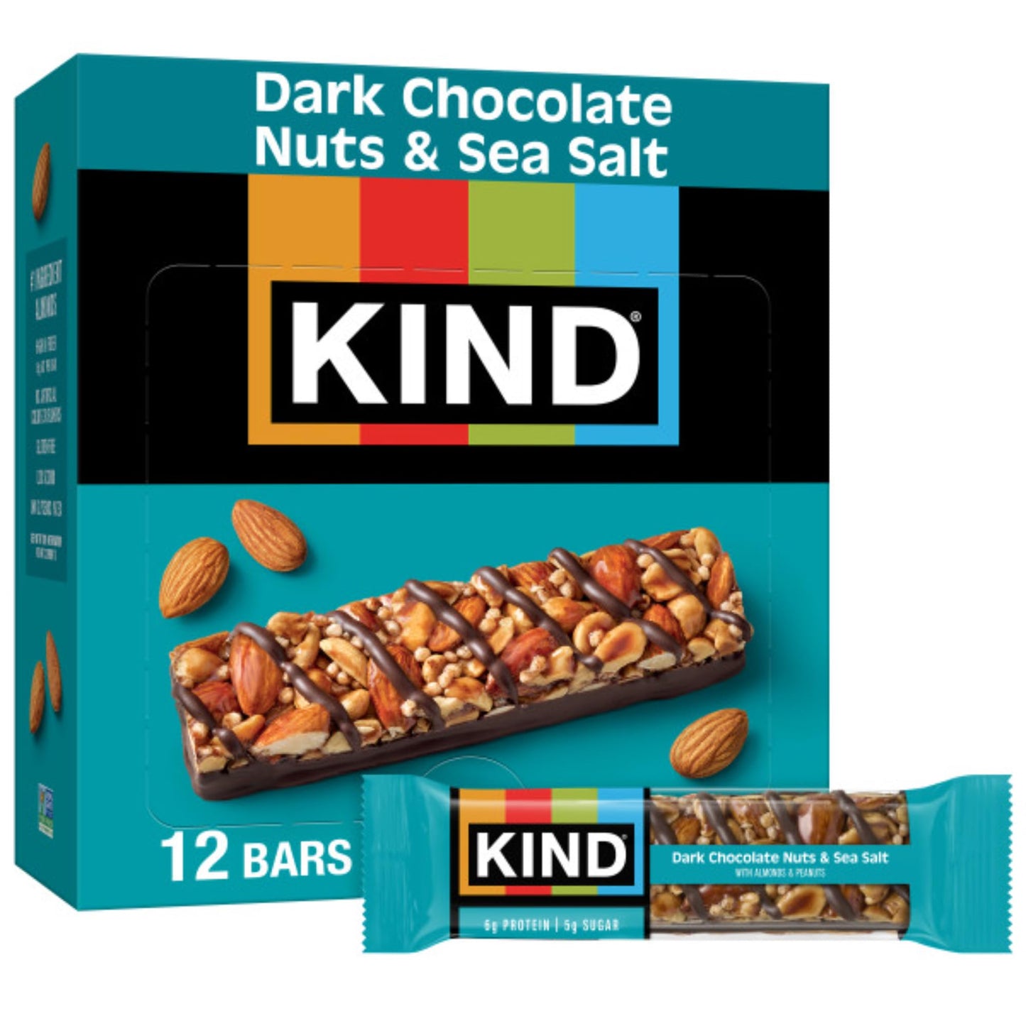 KIND Healthy Snacks Bars, Salted Caramel Dark Chocolate Nut, Gluten Free, Low Sugar, High Fiber Snacks, 6g Protein, 12 Count