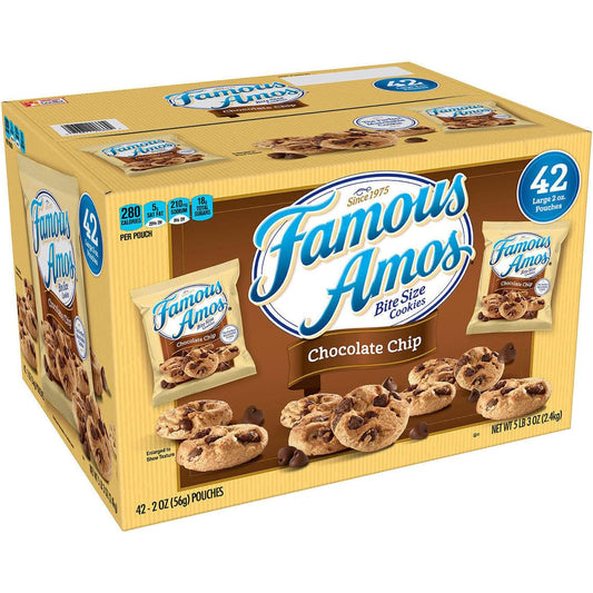 FamousAmos Chocolate Chip Cookies FAMOUS (2 oz, 84 ct.) AMOS (2 boxes of 42)