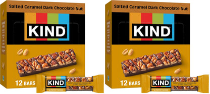 KIND Healthy Snacks Bars, Salted Caramel Dark Chocolate Nut, Gluten Free, Low Sugar, High Fiber Snacks, 6g Protein, 12 Count