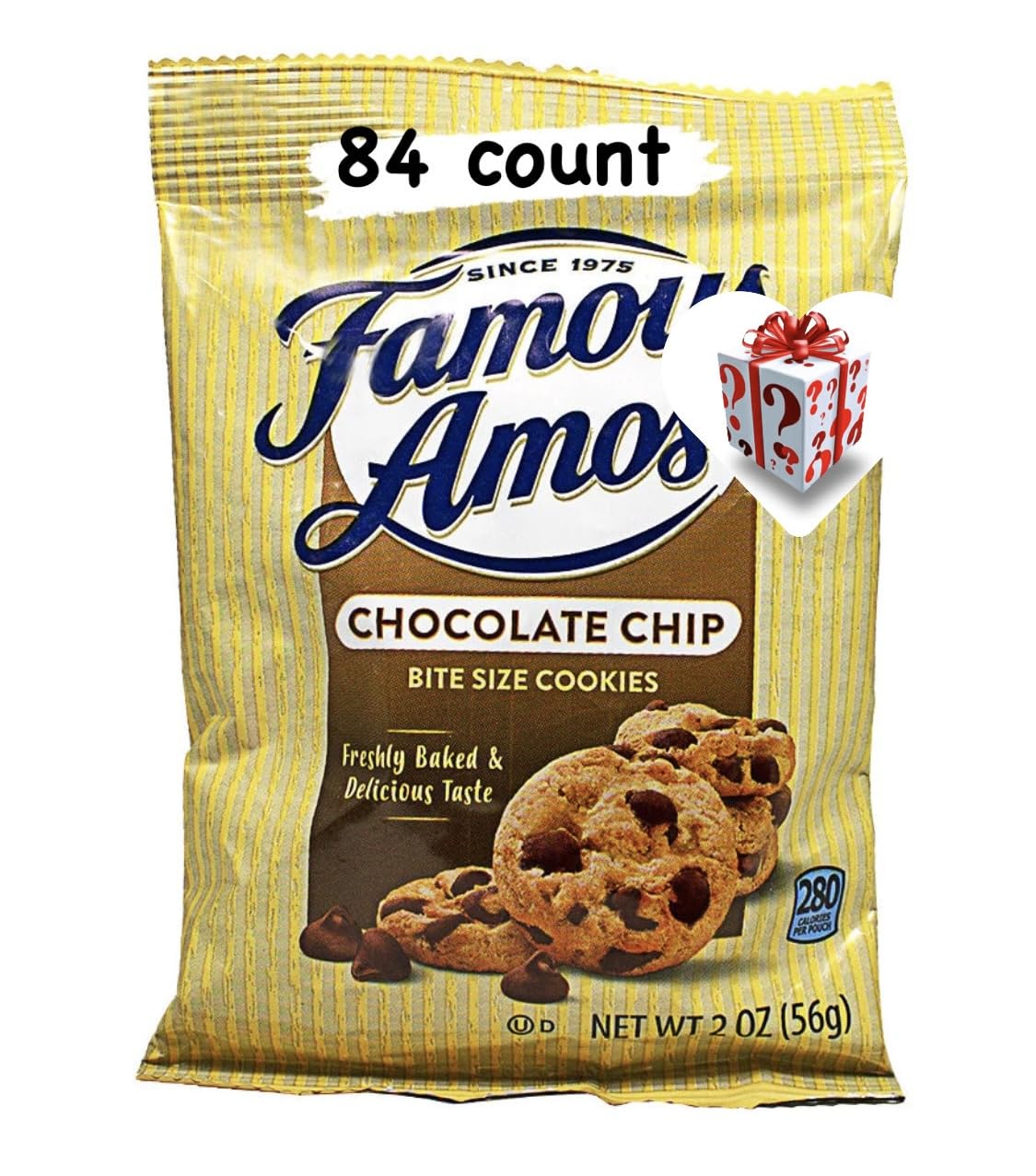 FamousAmos Chocolate Chip Cookies FAMOUS (2 oz, 84 ct.) AMOS (2 boxes of 42)