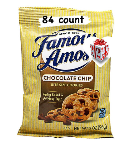 FamousAmos Chocolate Chip Cookies FAMOUS (2 oz, 84 ct.) AMOS (2 boxes of 42)