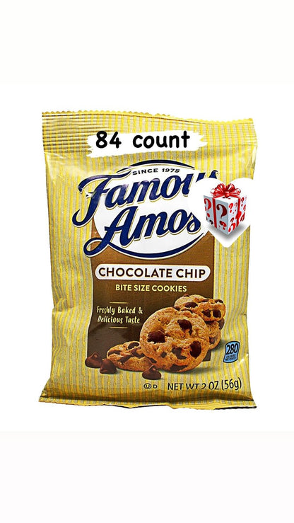 FamousAmos Chocolate Chip Cookies FAMOUS (2 oz, 84 ct.) AMOS (2 boxes of 42)