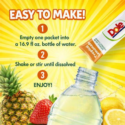 Dole Lemonade Sugar-Free Drink Mix Variety Pack, 60 On-the-Go Packets | Tropical, Classic Lemonade & Strawberry flavors, Includes Galley Grove Sugar-Free Mints