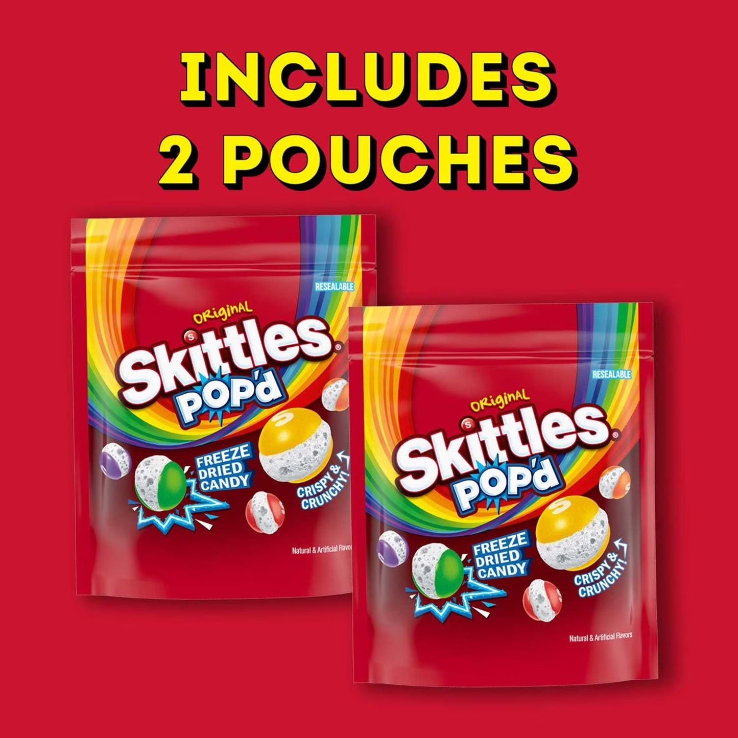 Skitles Pop'd Originals Freeze Dried, Resealable Candy, 5.5 oz, 2 pk.