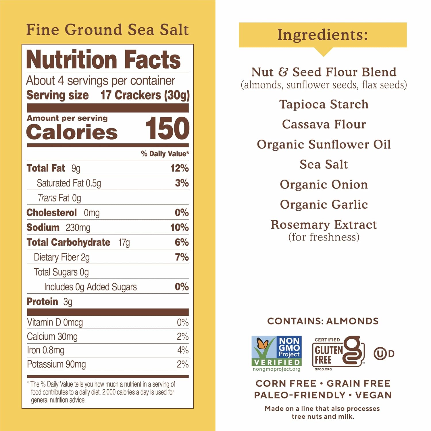 Simple Mills Almond Flour Crackers Snack Packs, Sea Salt, Gluten Free, Flax Seed, Sunflower Seeds, Corn Free, Good for Snacks, 6.5 oz, Pack of 2 (8 Bags per Box)