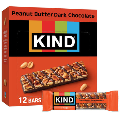 KIND Healthy Snacks Bars, Salted Caramel Dark Chocolate Nut, Gluten Free, Low Sugar, High Fiber Snacks, 6g Protein, 12 Count