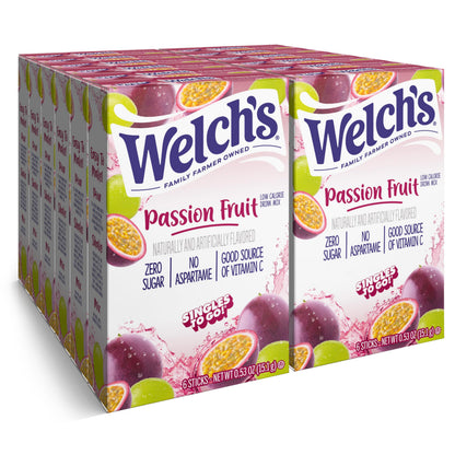 Welch's Singles To Go Variety Pack, Watertok Powdered Drink Mix, Includes 4 Flavors, Grape, Passion fruit, Strawberry Peach, Cherry Pomegranate, 1 Box (30 Servings)