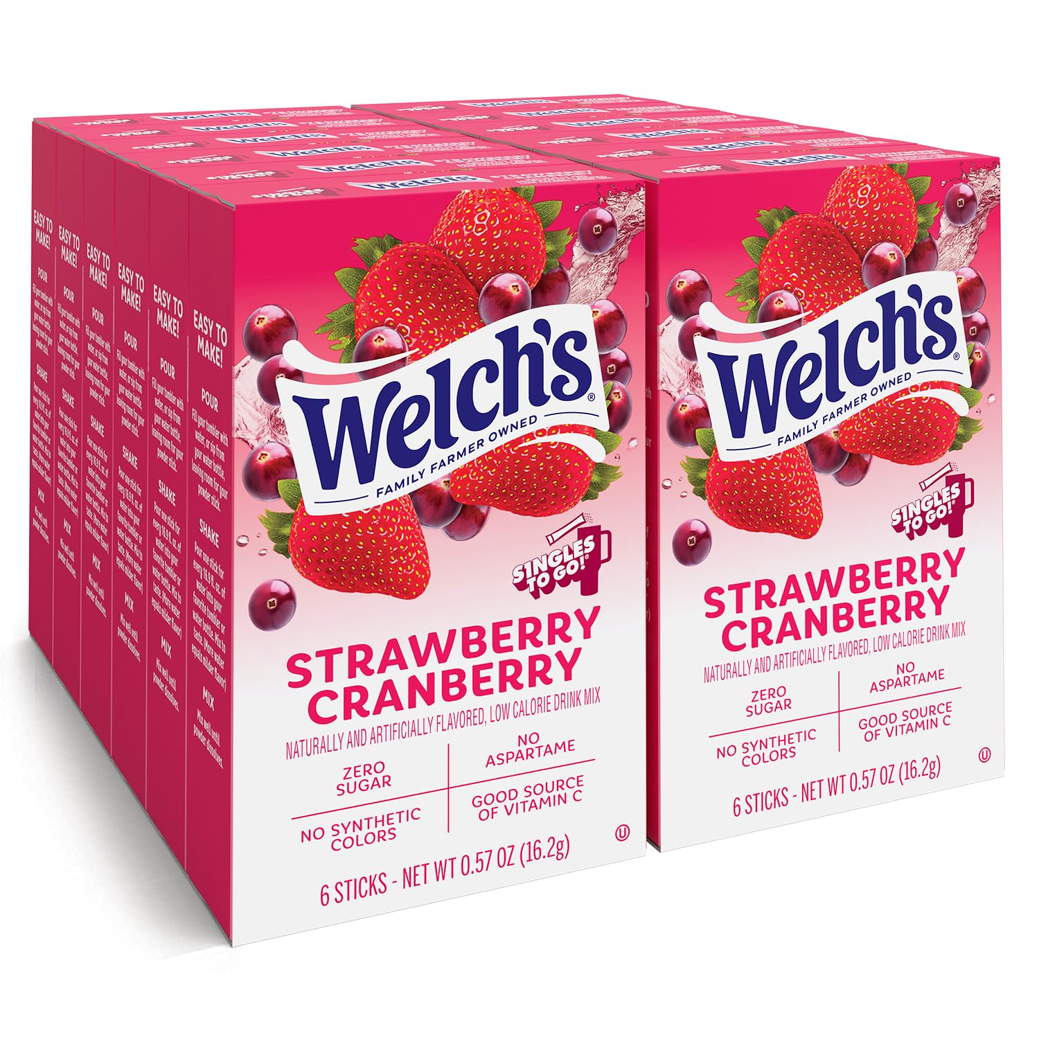 Welch's Singles To Go Variety Pack, Watertok Powdered Drink Mix, Includes 4 Flavors, Grape, Passion fruit, Strawberry Peach, Cherry Pomegranate, 1 Box (30 Servings)