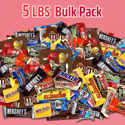 Chocolate Assorted Candy Variety Pack - 5 lb Bulk - Individually Wrapped Mixed Candy Bag - Assorted Chocolates Mix for Parties, Office, Holidays.