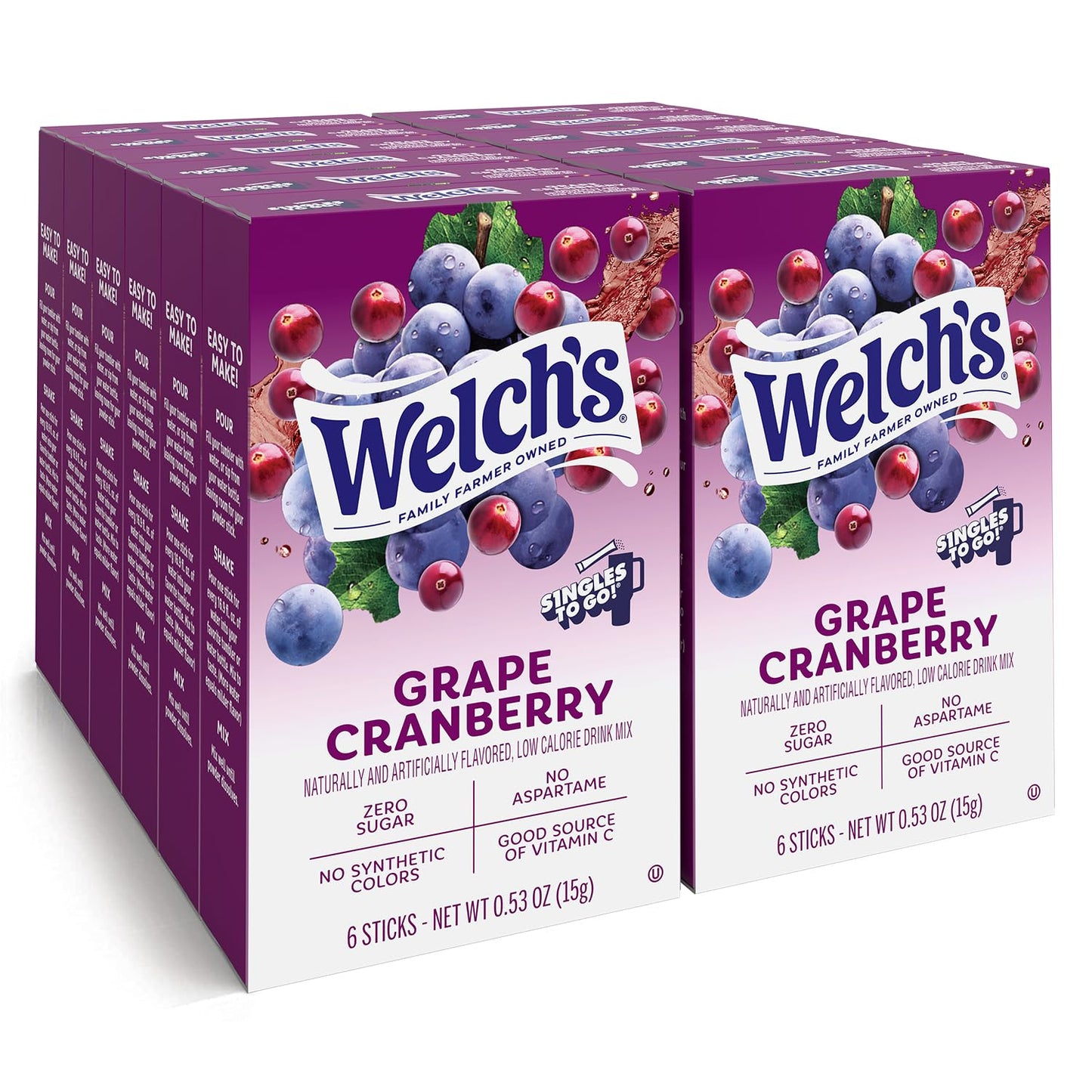 Welch's Singles To Go Variety Pack, Watertok Powdered Drink Mix, Includes 4 Flavors, Grape, Passion fruit, Strawberry Peach, Cherry Pomegranate, 1 Box (30 Servings)