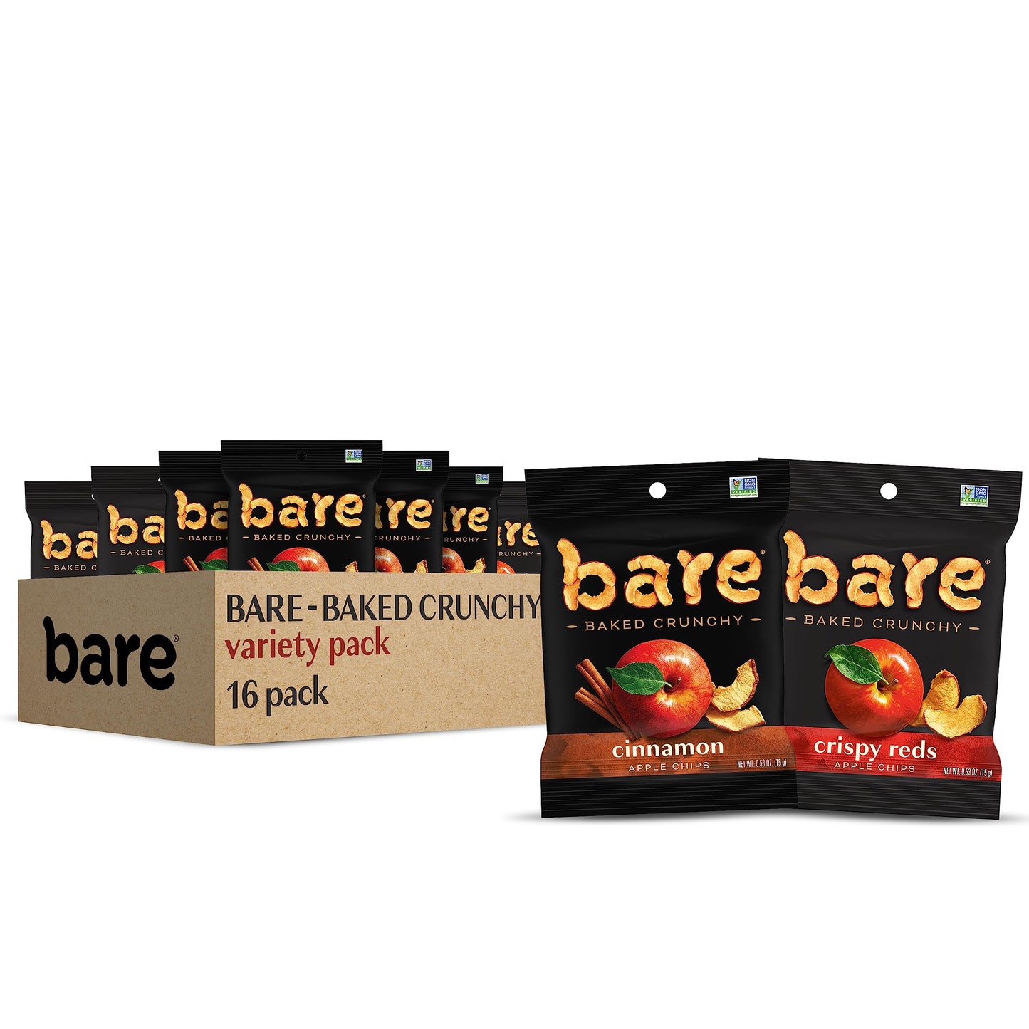 Bare Baked Crunchy, Fruit Variety Pack, 0.53 Ounce (Pack of 16)