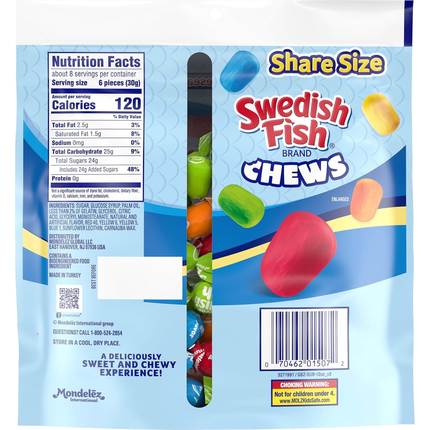 SWEDISH FISH Chews Soft & Chewy Candy, Share Size, 8.12 oz