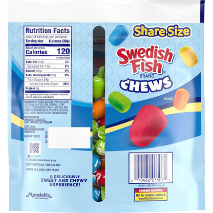 SWEDISH FISH Chews Soft & Chewy Candy, Share Size, 8.12 oz
