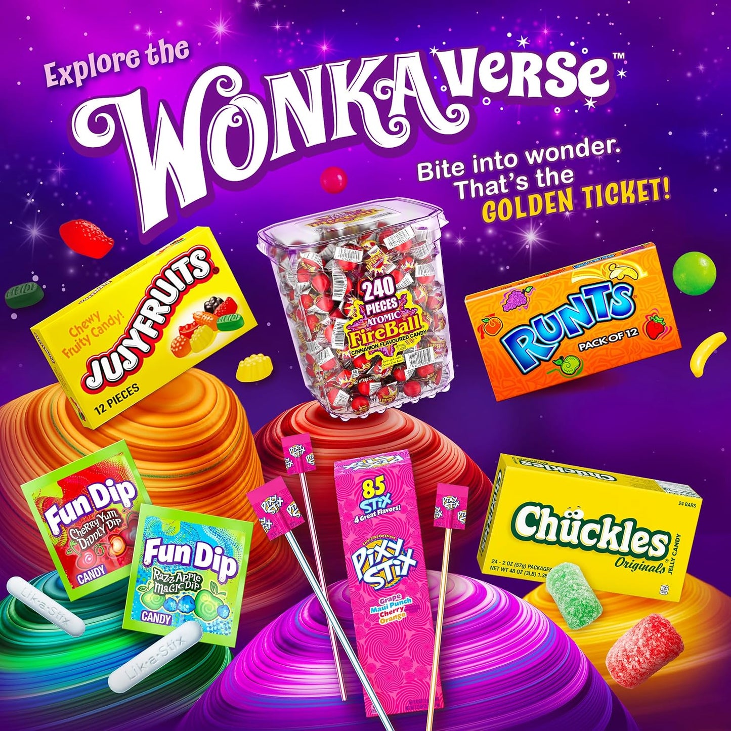 Wonka Jujyfruits Gummy candy, Assorted Gummy Candy, 12oz Resealable Bag