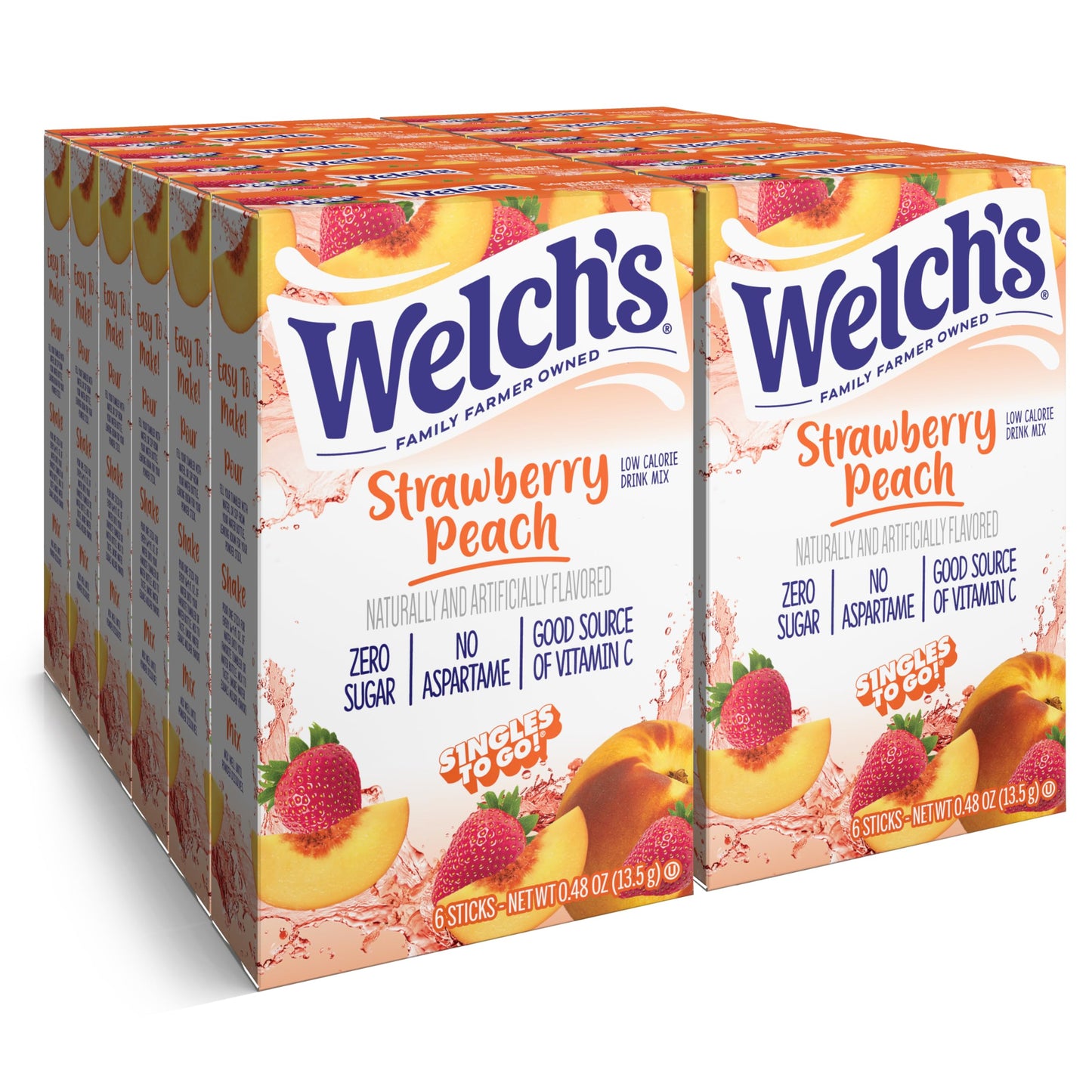 Welch's Singles To Go Variety Pack, Watertok Powdered Drink Mix, Includes 4 Flavors, Grape, Passion fruit, Strawberry Peach, Cherry Pomegranate, 1 Box (30 Servings)