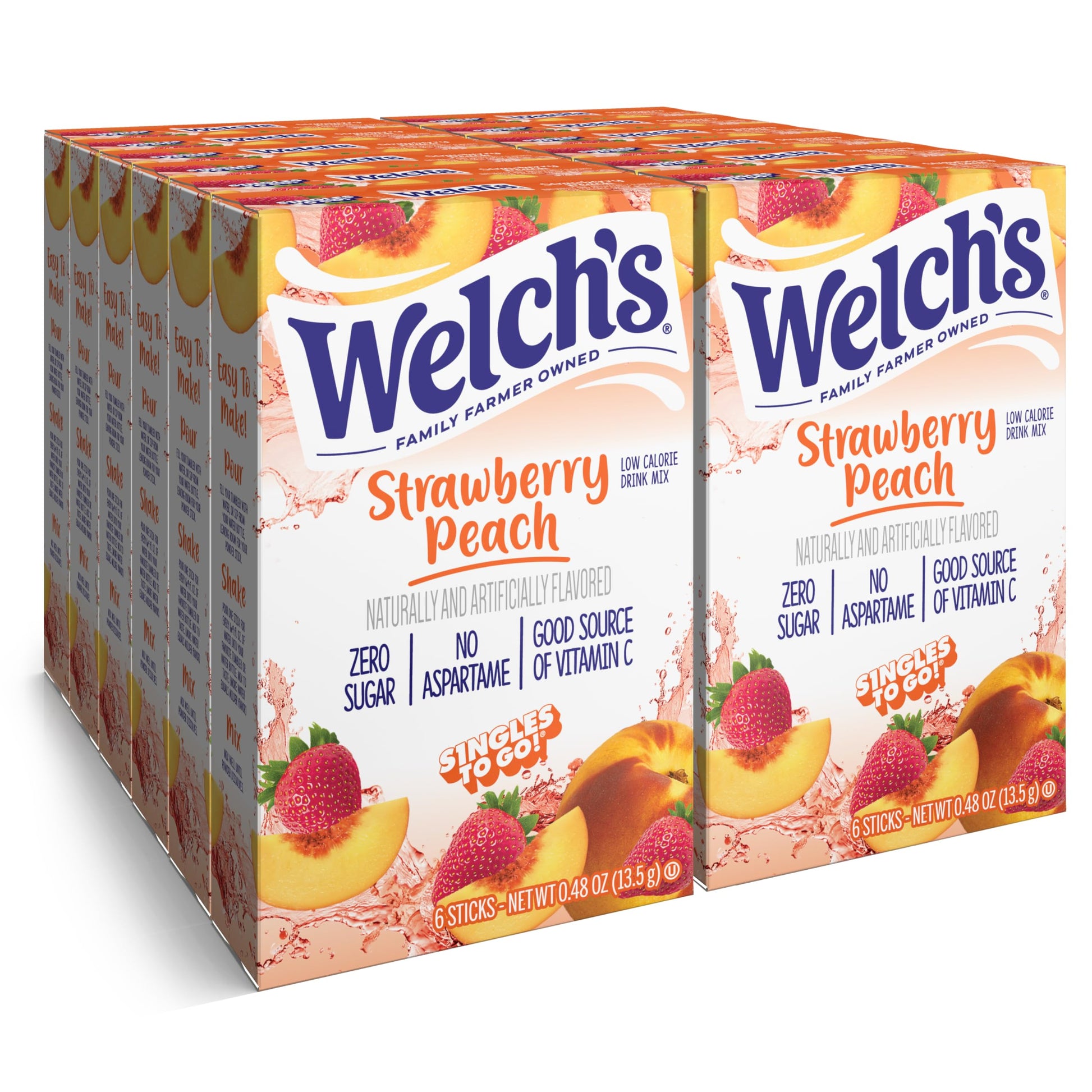 Welch's Singles To Go Variety Pack, Watertok Powdered Drink Mix, Includes 4 Flavors, Grape, Passion fruit, Strawberry Peach, Cherry Pomegranate, 1 Box (30 Servings)