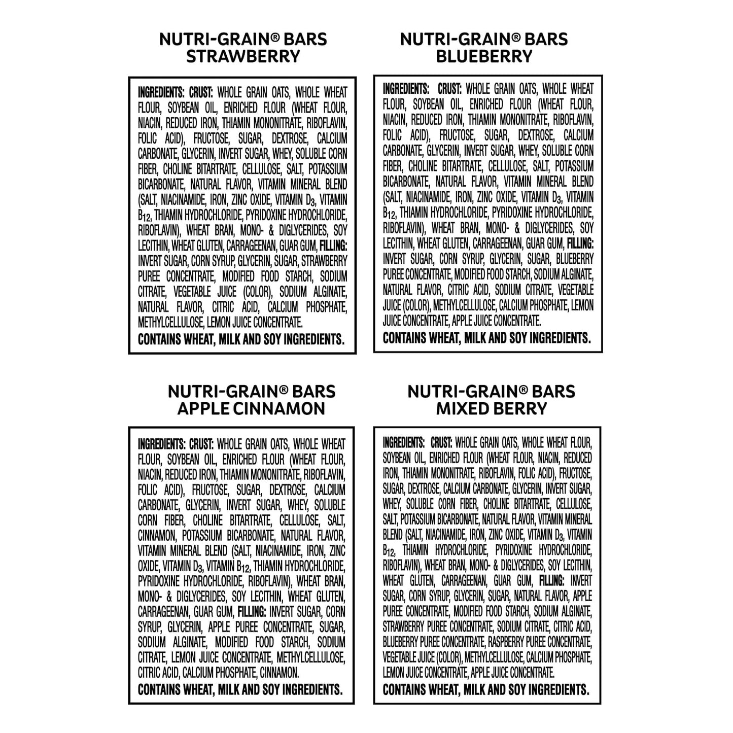 Nutri-Grain Breakfast Bars, Made with 10g Whole Grains, Kids Snacks, 4-Flavor Variety Pack (4 Boxes, 32 Bars)